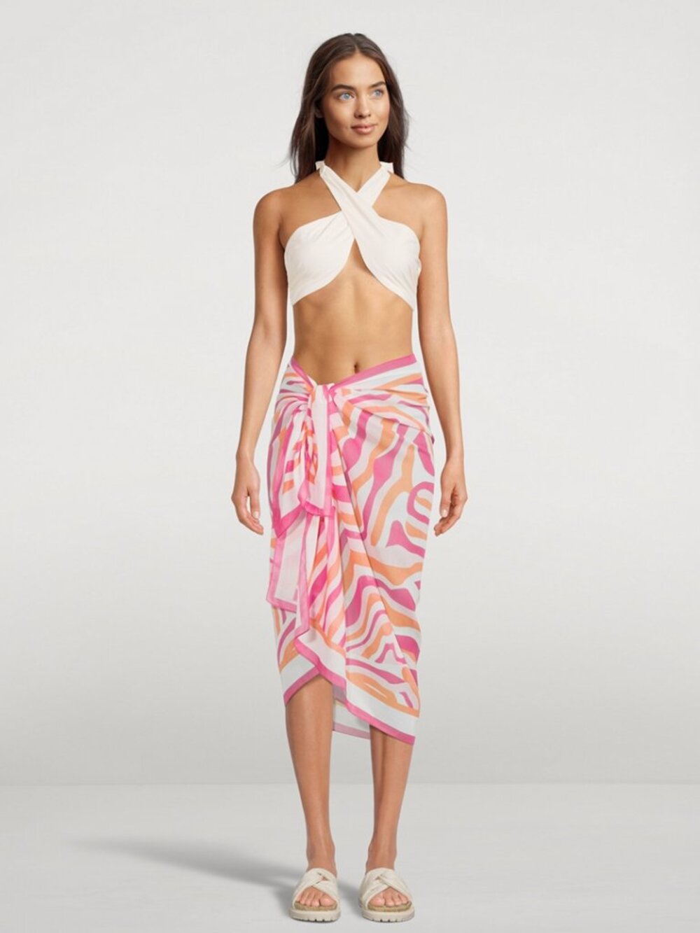 NWOT SOLID & STRIPED Pink Abstract Zebra Print Pareo Sarong Cover-Up, One Size